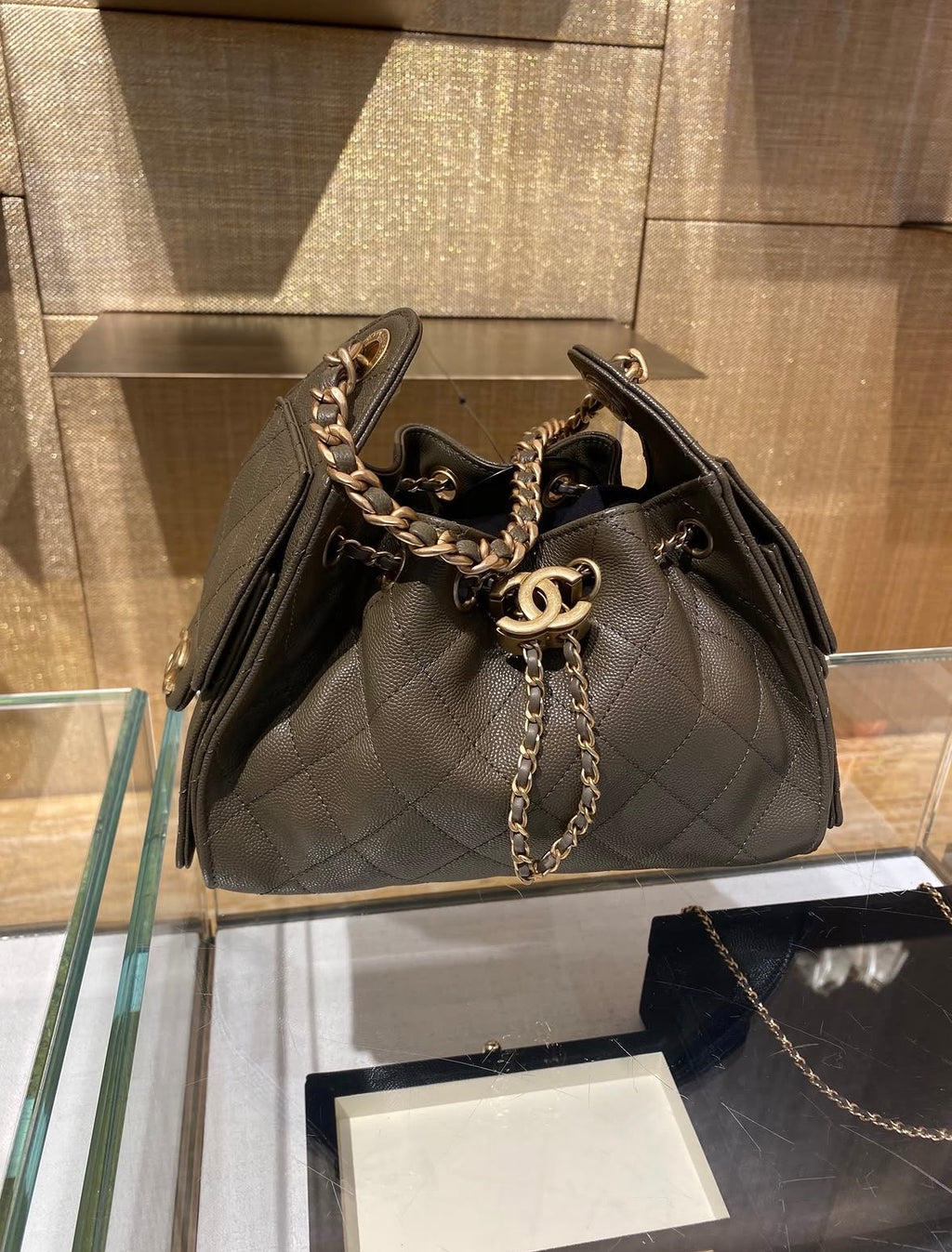 GREY C.C BUCKET BAG