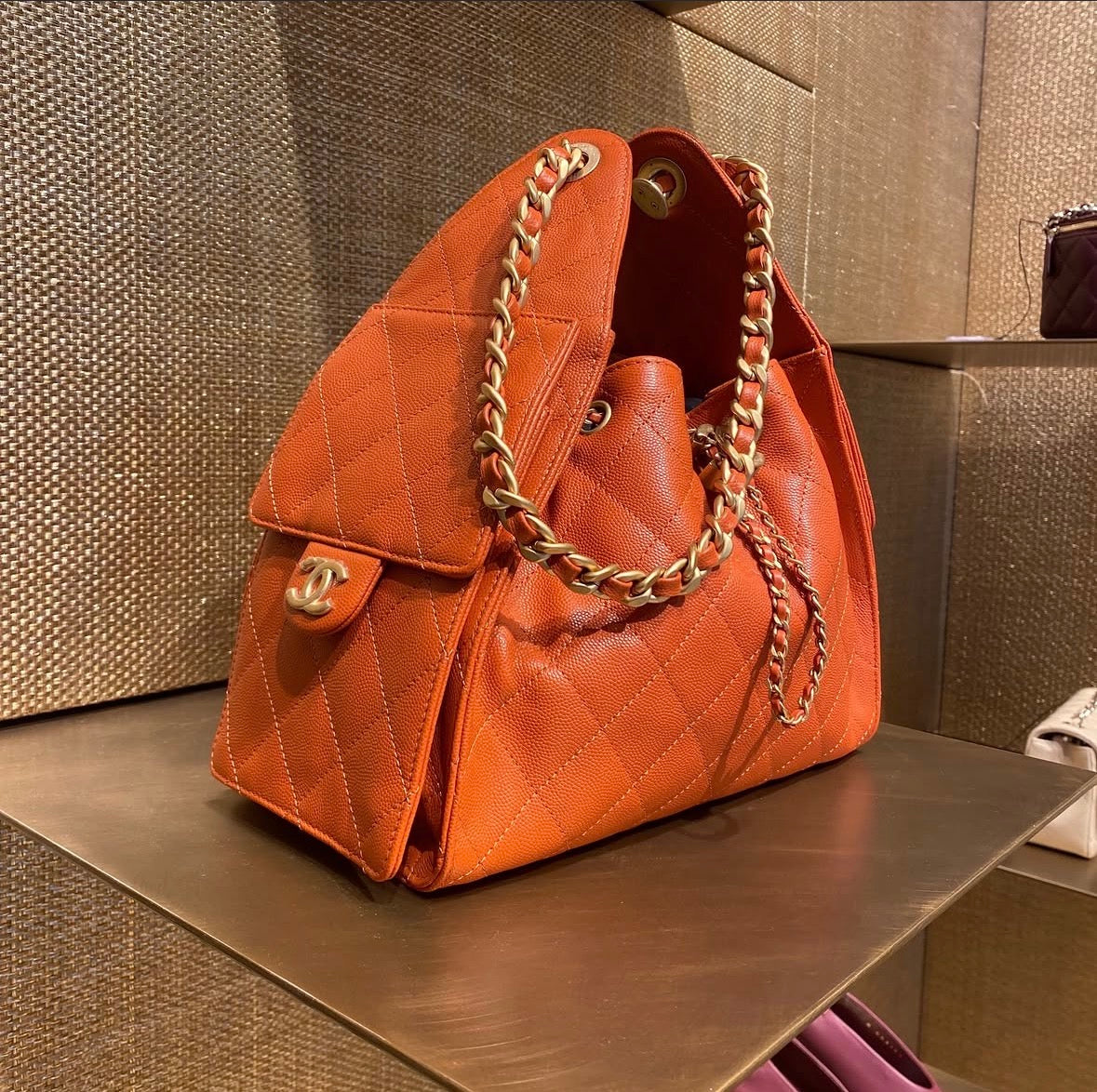 ORANGE C.C BUCKET BAG
